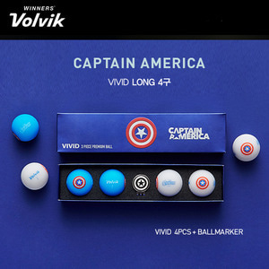  [한정판][볼빅/정품] VIVID 비비드 마블 캡틴아메리카 롱 4구 골프공 [골프공+볼마커]